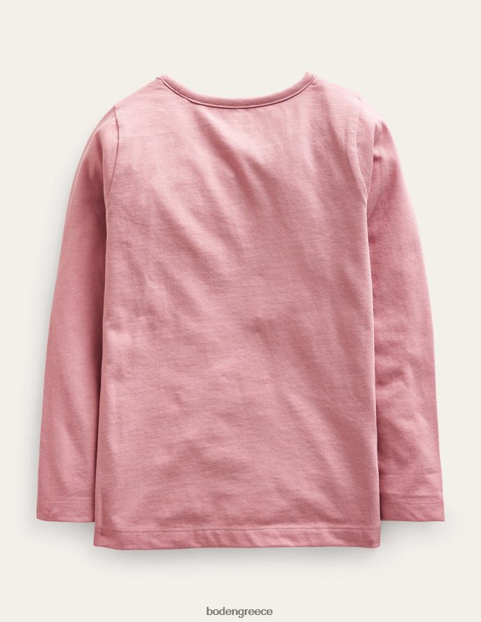 αμύγδαλο ροζ πεταλούδες είδη ένδυσης 3d απλικέ μπλουζάκι Boden μωρό 464PH8429