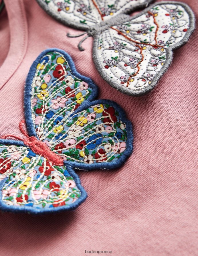 αμύγδαλο ροζ πεταλούδες είδη ένδυσης 3d απλικέ μπλουζάκι Boden μωρό 464PH8429