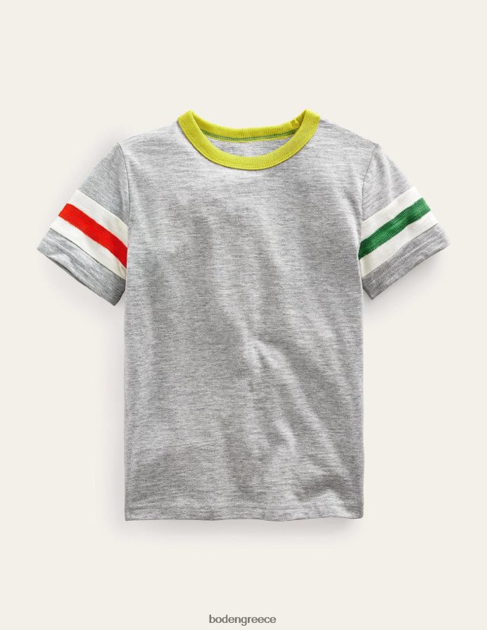 ίασπις γκρι μάργα/κόκκινο μανταρίνι είδη ένδυσης σπορ κοντομάνικο μπλουζάκι Boden μωρό 464PH83305