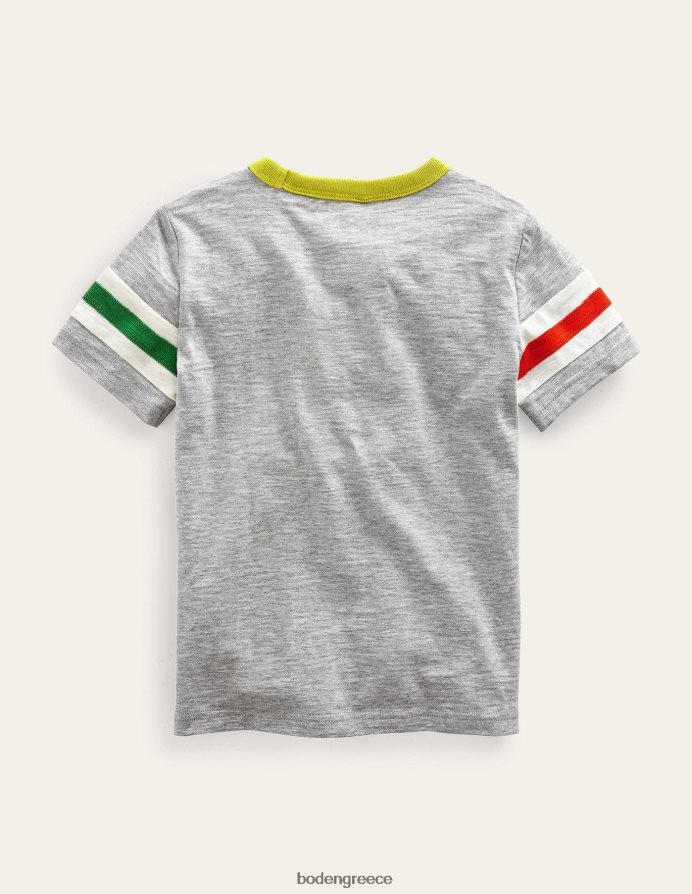 ίασπις γκρι μάργα/κόκκινο μανταρίνι είδη ένδυσης σπορ κοντομάνικο μπλουζάκι Boden μωρό 464PH83305