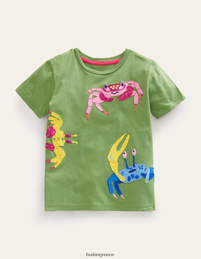 πράσινα καβούρια σαφάρι είδη ένδυσης απλικέ ανάγλυφη μπλούζα Boden μωρό 464PH83377