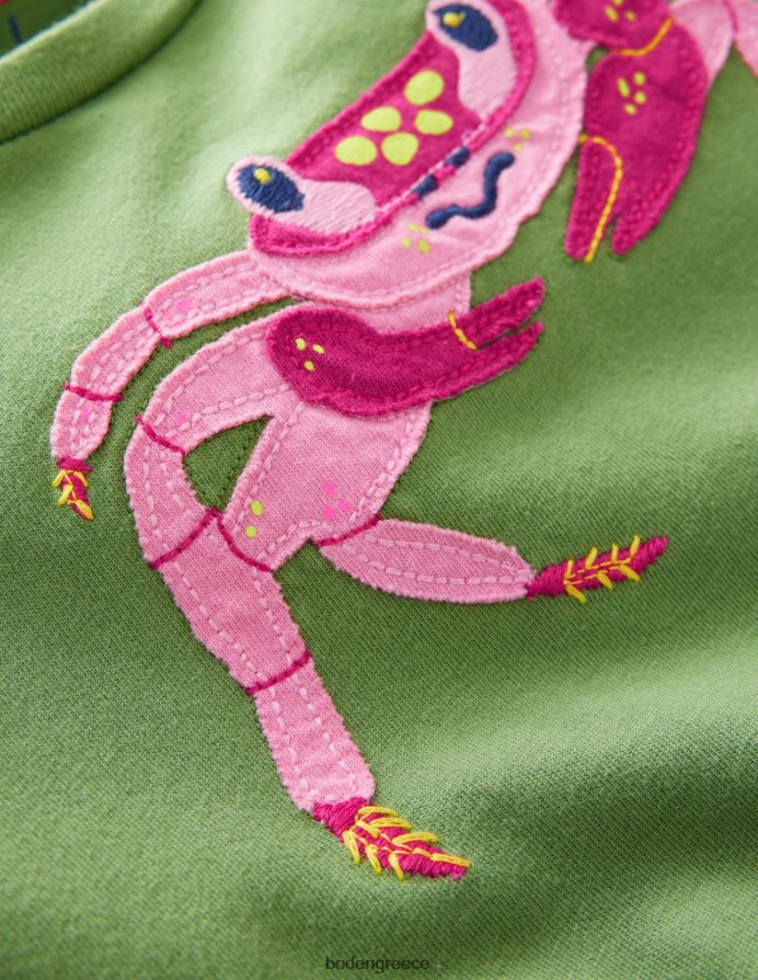 πράσινα καβούρια σαφάρι είδη ένδυσης απλικέ ανάγλυφη μπλούζα Boden μωρό 464PH83377