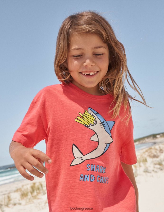 μαρμελάδα κόκκινο καρχαρία είδη ένδυσης εμπριμέ μπλουζάκι χιούμορ Boden μωρό 464PH83378