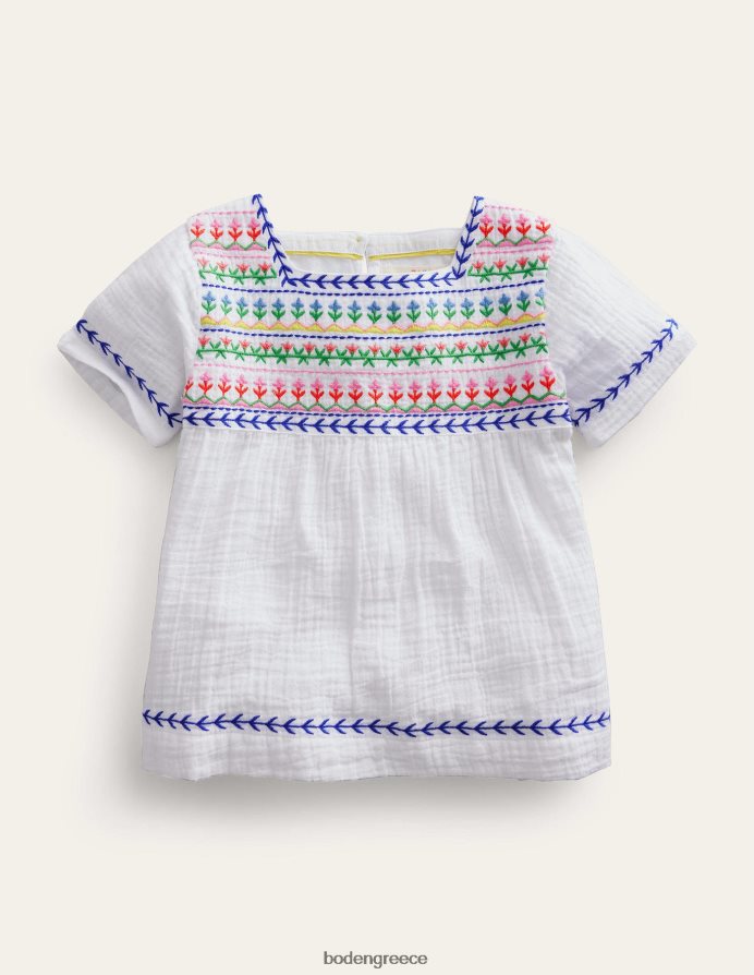 άσπρο είδη ένδυσης κεντημένο τοπ Boden μωρό 464PH83395