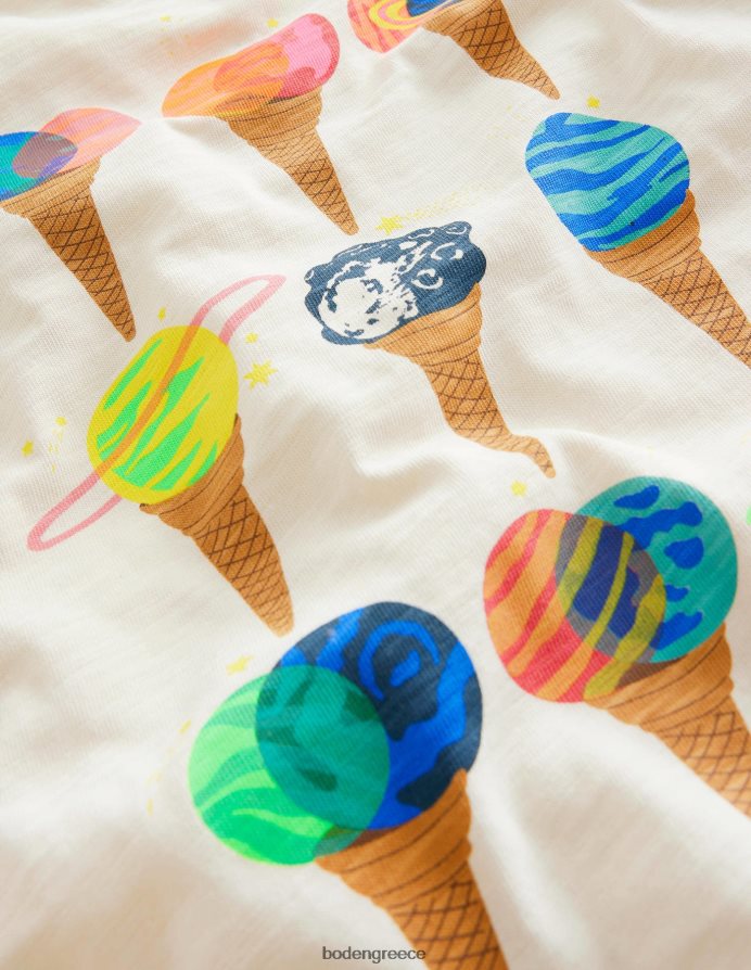 παγωτά ιβουάρ πλανήτη είδη ένδυσης λαμπερό μπλουζάκι παγωτού Boden μωρό 464PH83407