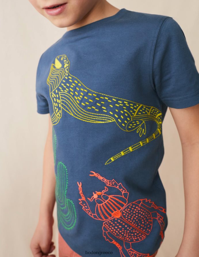 ρομπότ μπλε σαύρα είδη ένδυσης μπλουζάκι με χοντρή βελονιά Boden μωρό 464PH83424