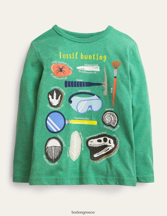 βαθύ χόρτο πράσινα απολιθώματα είδη ένδυσης εκπαιδευτικό μπλουζάκι με λάμψη Boden μωρό 464PH83425