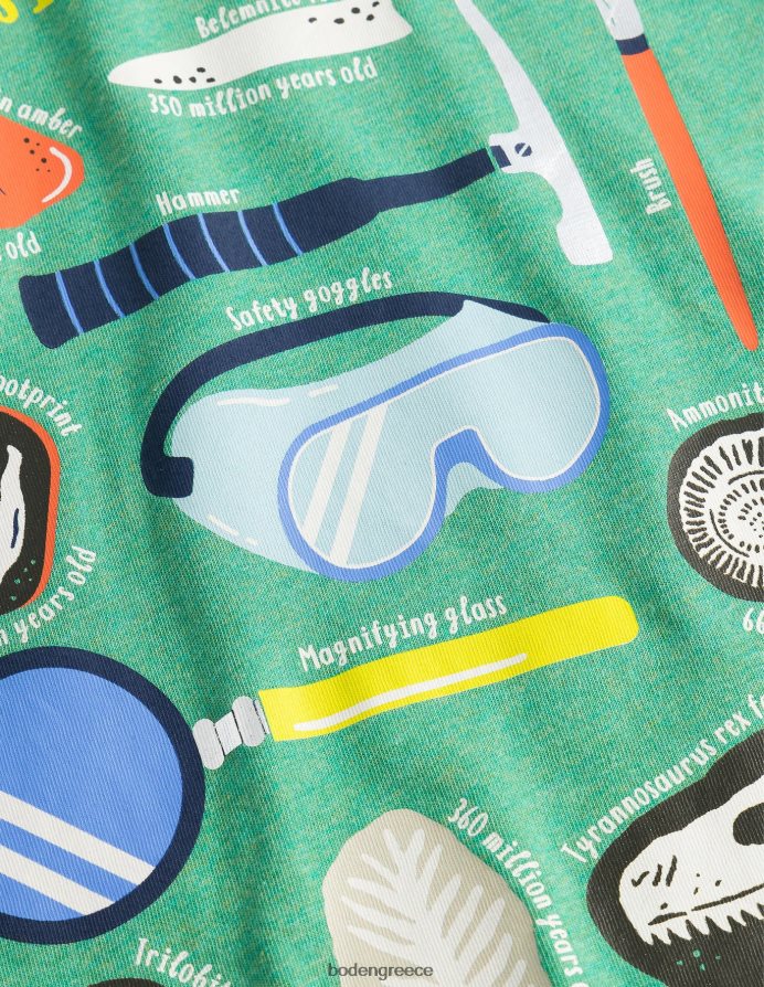 βαθύ χόρτο πράσινα απολιθώματα είδη ένδυσης εκπαιδευτικό μπλουζάκι με λάμψη Boden μωρό 464PH83425