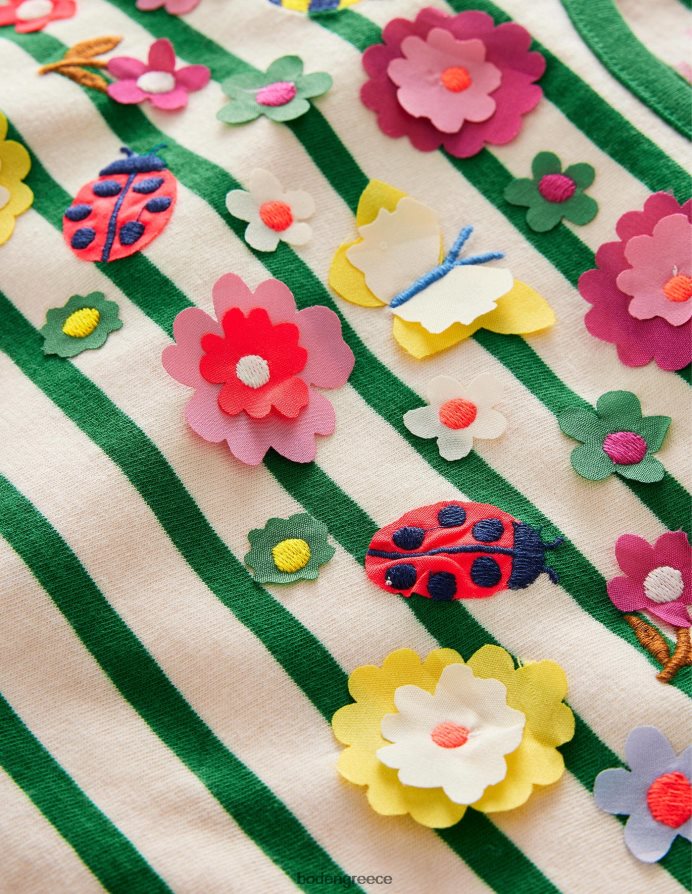 ορεινό πράσινο/λοβό βανίλιας είδη ένδυσης φτερούγισμα μπλουζάκι Boden μωρό 464PH83453