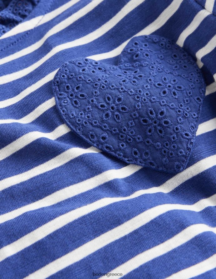 δεξιά μπλε/ιβουάρ είδη ένδυσης μακρυμάνικο μπλουζάκι με καρδιά Boden μωρό 464PH83454