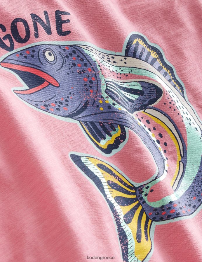 ροζ καρουζέλ είδη ένδυσης μεταλλικό μπλουζάκι με στάμπα ψαρέματος Boden μωρό 464PH8396