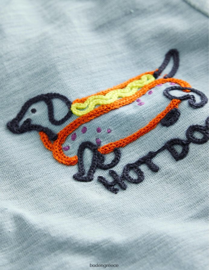 μπλε χοτ-ντογκ είδη ένδυσης μπλουζάκι με κεντημένο λογότυπο Boden μωρό 464PH8397