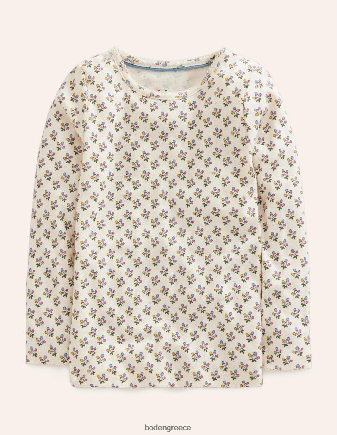 λοβό βανίλιας/μουστάρδα λουλουδάτο είδη ένδυσης μακρυμάνικο μπλουζάκι Boden μωρό 464PH8408