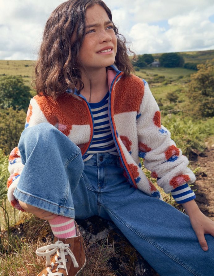 μπλε κύμα/ιβουάρ είδη ένδυσης κομμένο μακρυμάνικο μπλουζάκι Boden μωρό 464PH8418