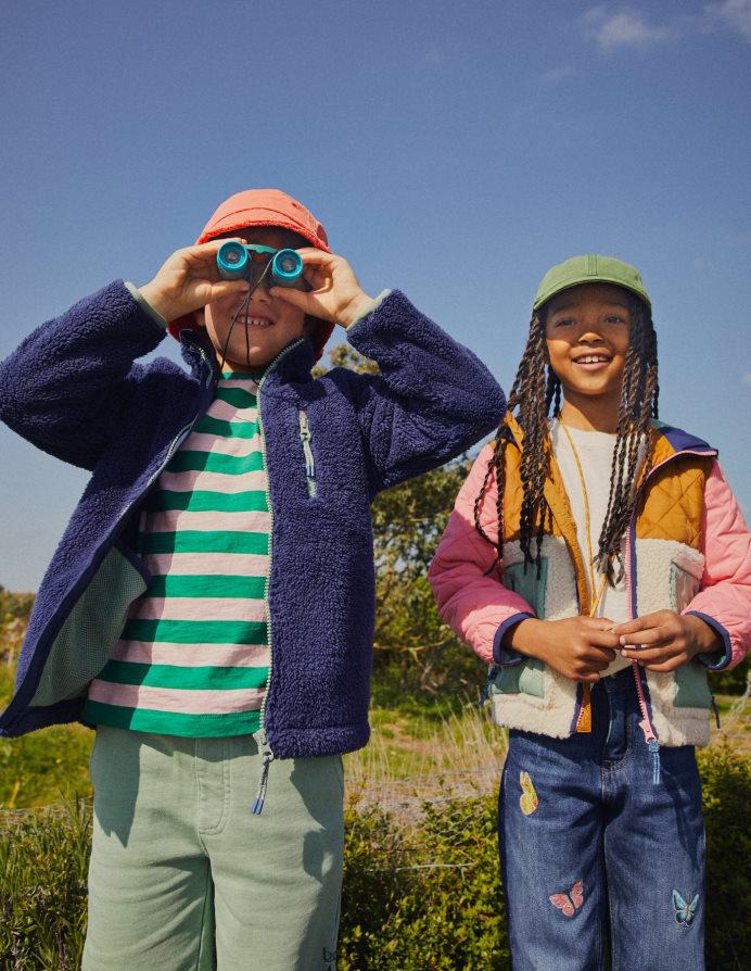 γαλλικό ροζ/βαθύ πράσινο είδη ένδυσης μακρυμάνικο πλυμένο μπλουζάκι Boden μωρό 464PH8422