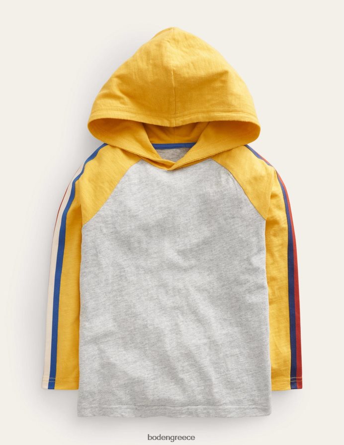κίτρινο γκρι μάργα/κηρήθρα είδη ένδυσης Ρεγκλάν μπλουζάκι με κουκούλα Boden μωρό 464PH8427