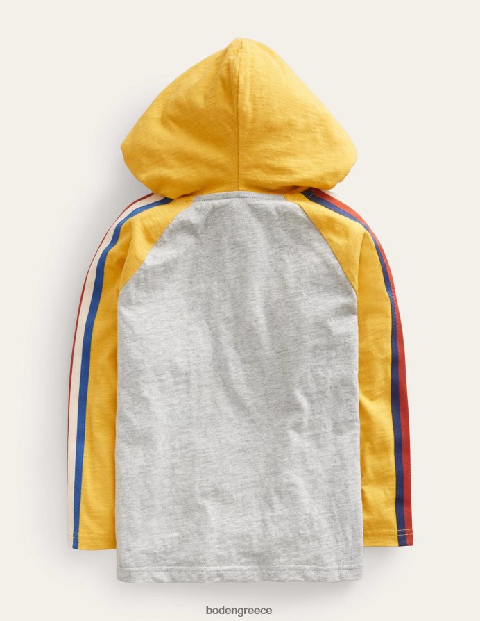 κίτρινο γκρι μάργα/κηρήθρα είδη ένδυσης Ρεγκλάν μπλουζάκι με κουκούλα Boden μωρό 464PH8427