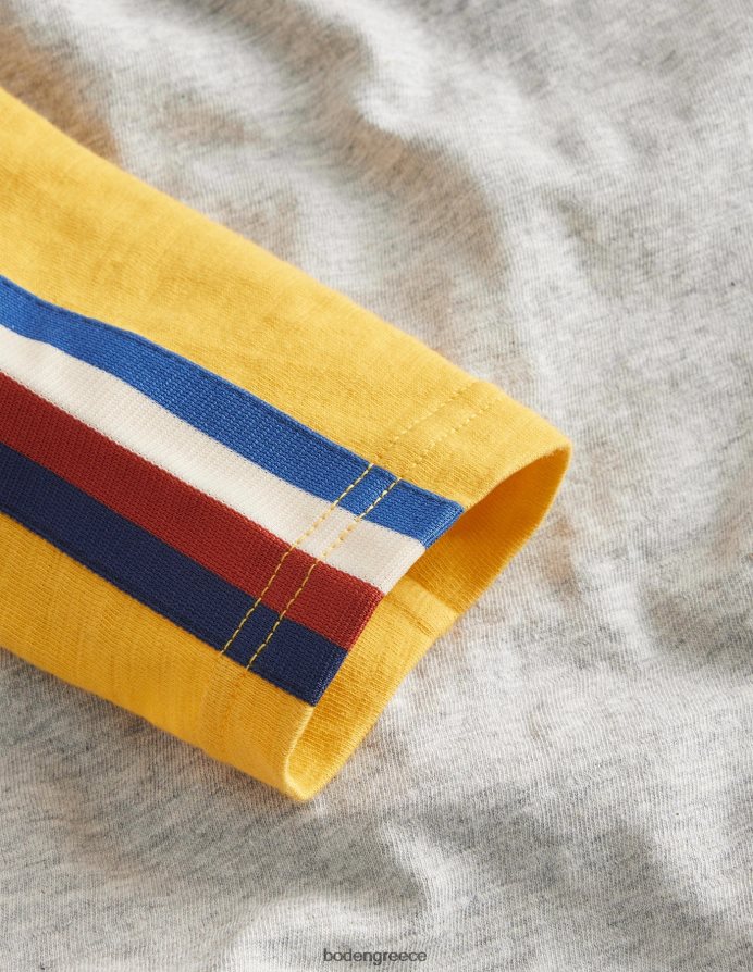 κίτρινο γκρι μάργα/κηρήθρα είδη ένδυσης Ρεγκλάν μπλουζάκι με κουκούλα Boden μωρό 464PH8427