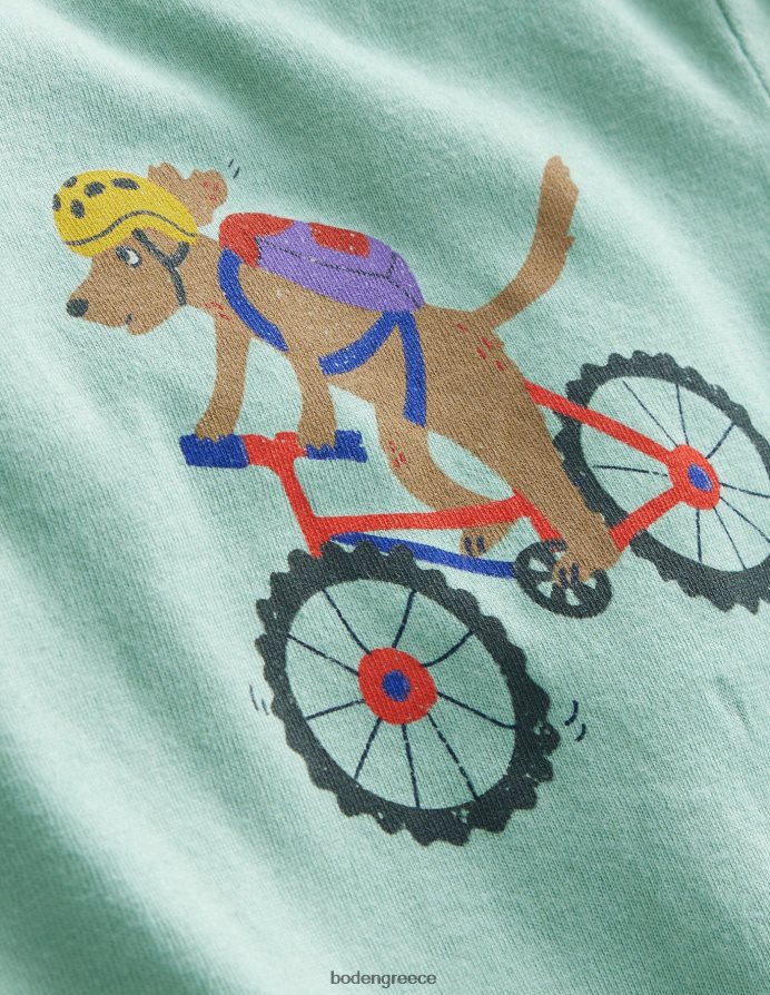 πράσινο της ζούγκλας είδη ένδυσης μπλουζάκι με λογότυπο μπροστά και πίσω Boden μωρό 464PH8432