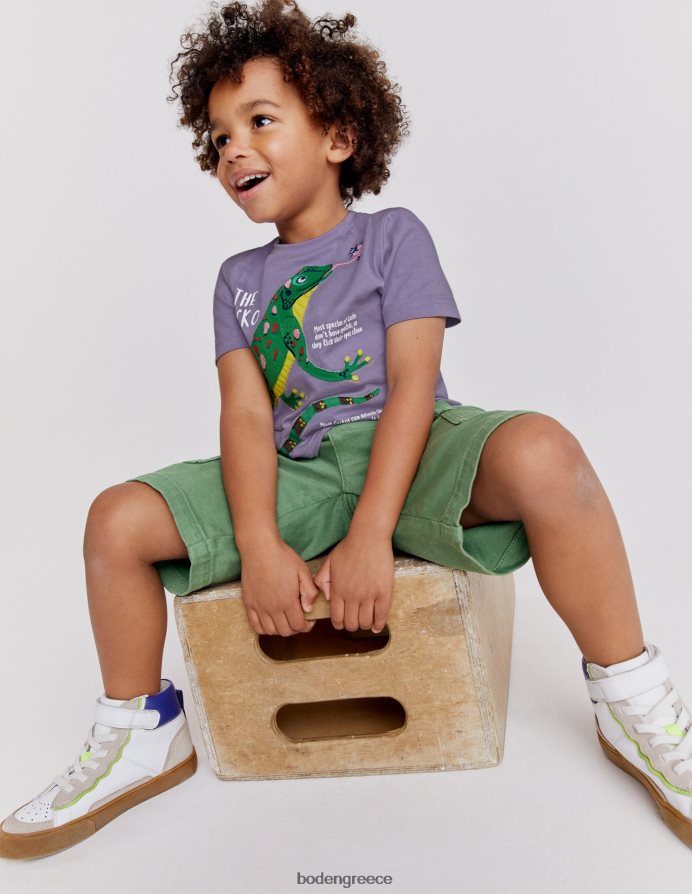 ομιχλώδης σαύρα λεβάντας είδη ένδυσης T-shirt με γεγονότα για ζώα Boden μωρό 464PH83374