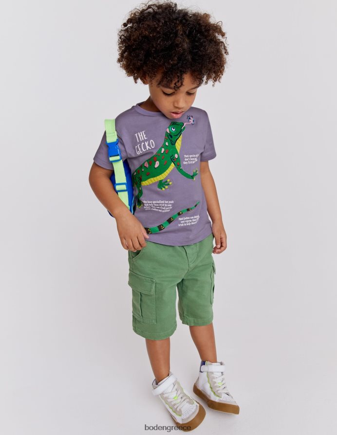 ομιχλώδης σαύρα λεβάντας είδη ένδυσης T-shirt με γεγονότα για ζώα Boden μωρό 464PH83374