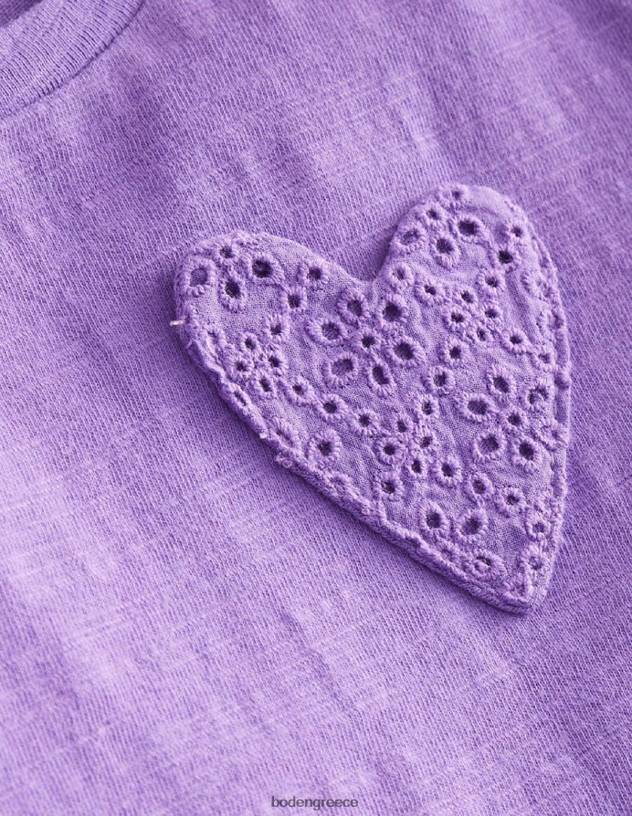 μωβ αστέρας είδη ένδυσης T-shirt με τσέπη καρδιά Boden μωρό 464PH8431