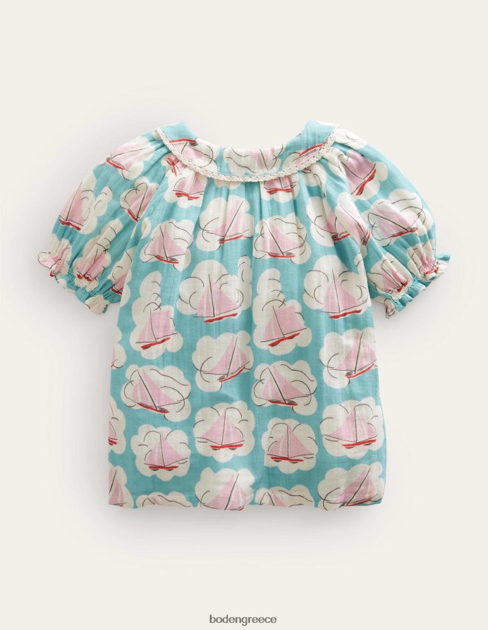 τύπωμα aqua boat είδη ένδυσης μπλουζάκι με κοντό μανίκι Boden μωρό 464PH83452