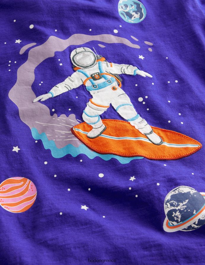 blue marl surfer είδη ένδυσης βαμβακερό μπλουζάκι με στάμπα Boden μωρό 464PH8395