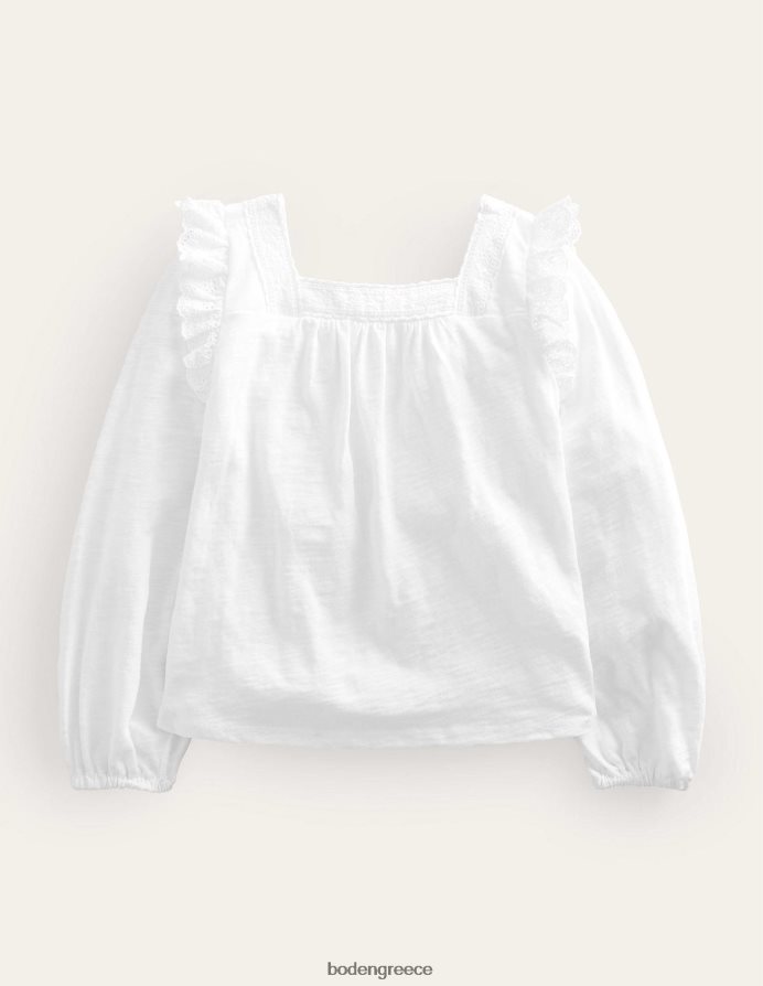 άσπρο είδη ένδυσης τετράγωνο λαιμό μπροντέρι mix top Boden μωρό 464PH83331