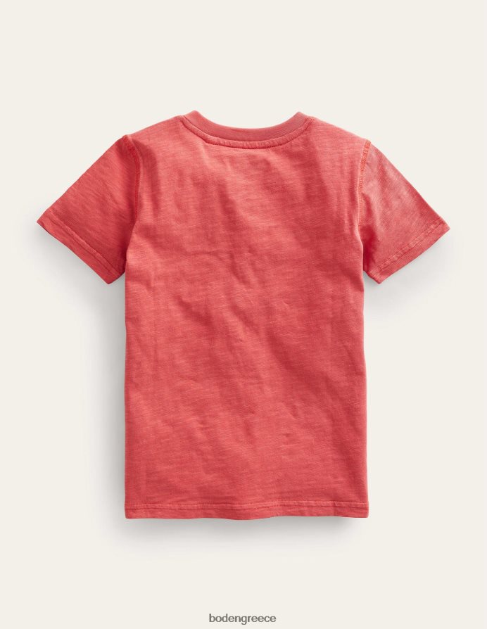 peppadew κόκκινο είδη ένδυσης πλυμένο βαμβακερό μπλουζάκι henley Boden μωρό 464PH8384