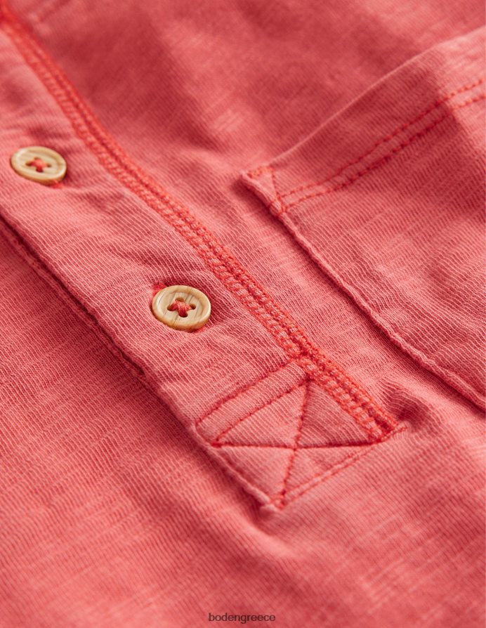 peppadew κόκκινο είδη ένδυσης πλυμένο βαμβακερό μπλουζάκι henley Boden μωρό 464PH8384