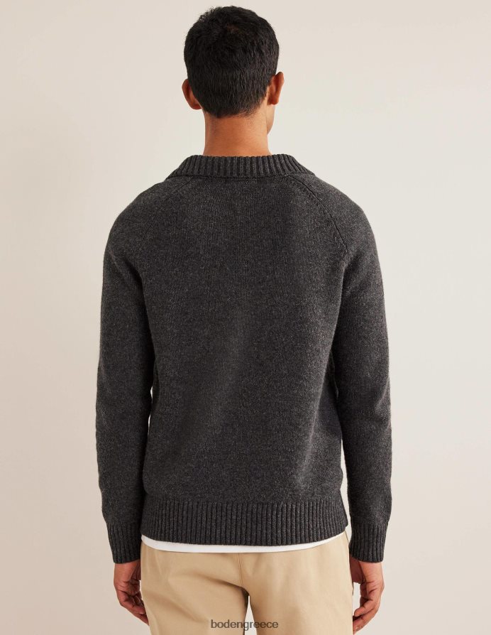 σκούρο γκρι μελανζέ είδη ένδυσης βραχυκυκλωτήρα με ανοιχτό γιακά Boden άνδρες 464PH83624