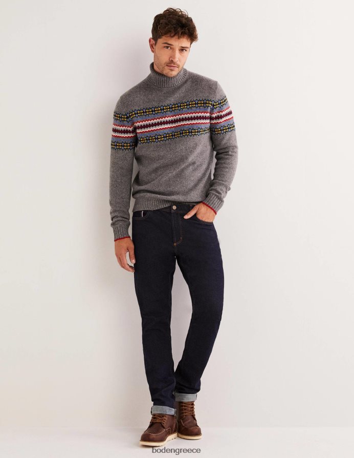 γκρι μελανζέ νησάκι είδη ένδυσης Fair Isle roll neck jumper Boden άνδρες 464PH83537