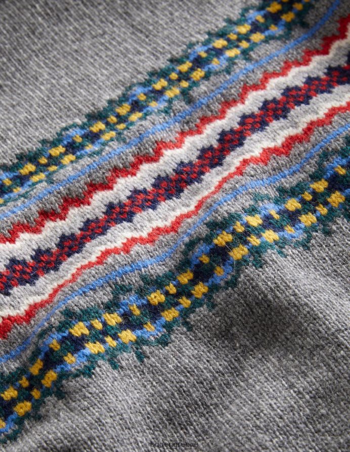 γκρι μελανζέ νησάκι είδη ένδυσης Fair Isle roll neck jumper Boden άνδρες 464PH83537