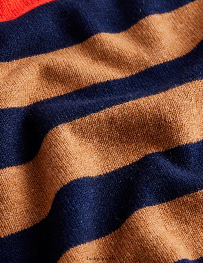 καμήλα μελανζέ πολλαπλών λωρίδων είδη ένδυσης raglan crew jumper στο λαιμό Boden άνδρες 464PH83589