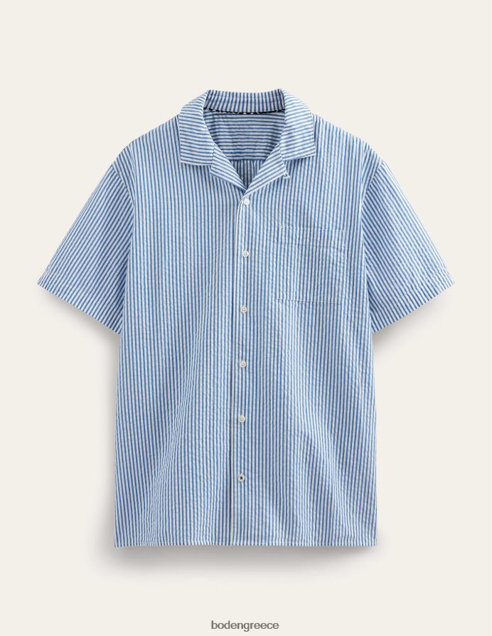 πορσελάνη σε μπλε/ιβουάρ ρίγα είδη ένδυσης ανάγλυφο πουκάμισο με γιακά Boden άνδρες 464PH83504