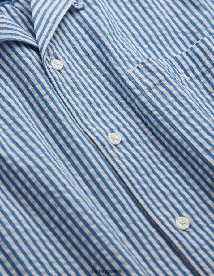 πορσελάνη σε μπλε/ιβουάρ ρίγα είδη ένδυσης ανάγλυφο πουκάμισο με γιακά Boden άνδρες 464PH83504