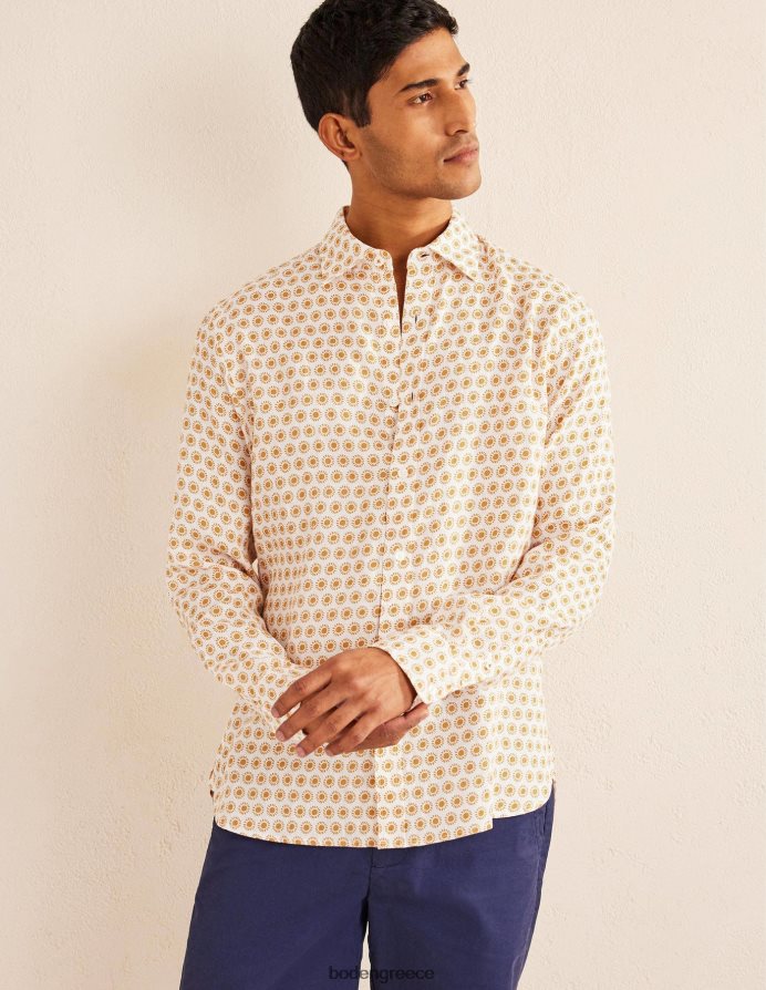 συγκομιδή χρυσού ήλιου είδη ένδυσης λινό πουκάμισο με γιακά Boden άνδρες 464PH83511