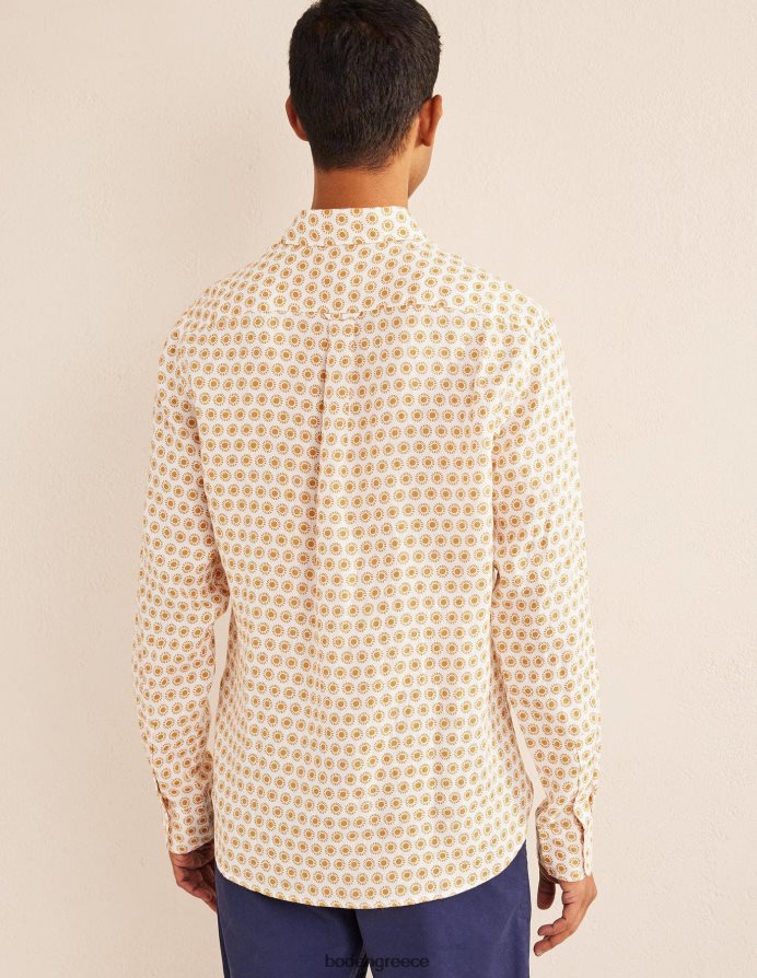 συγκομιδή χρυσού ήλιου είδη ένδυσης λινό πουκάμισο με γιακά Boden άνδρες 464PH83511