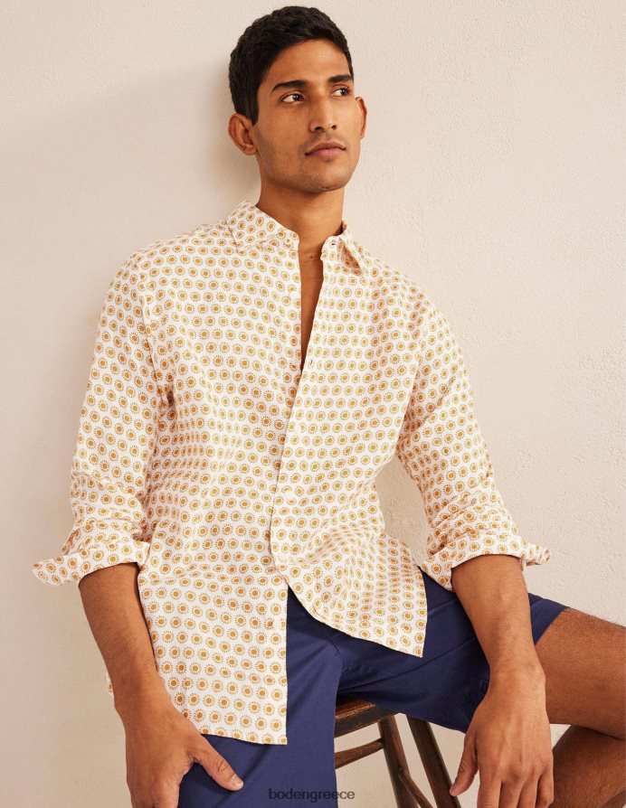 συγκομιδή χρυσού ήλιου είδη ένδυσης λινό πουκάμισο με γιακά Boden άνδρες 464PH83511
