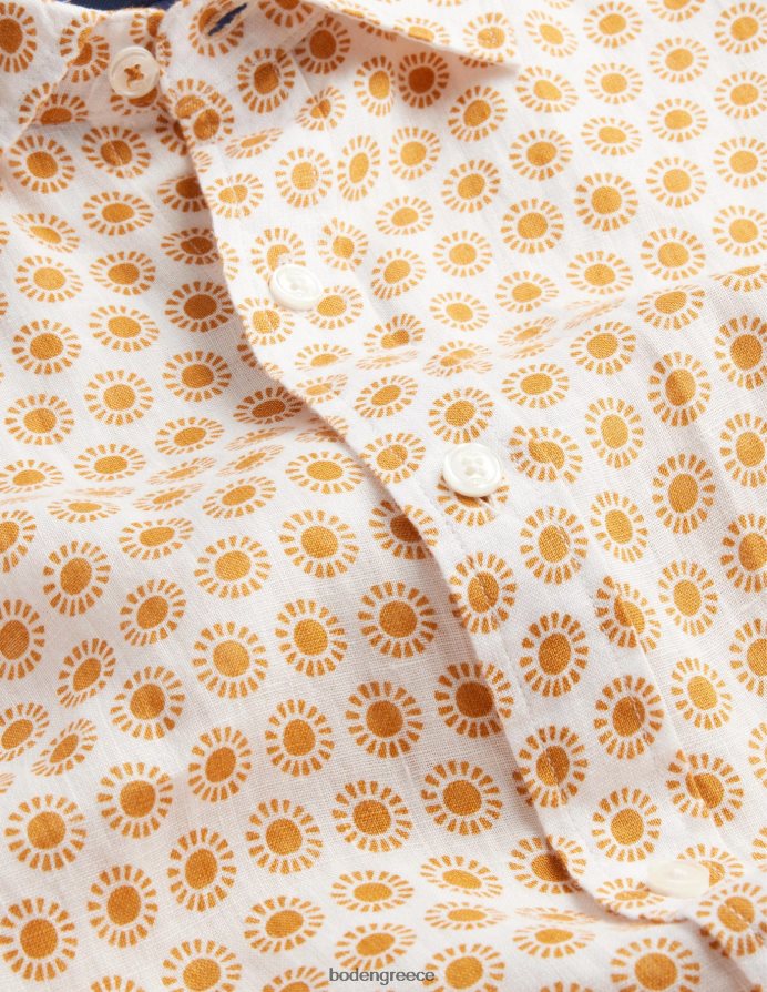 συγκομιδή χρυσού ήλιου είδη ένδυσης λινό πουκάμισο με γιακά Boden άνδρες 464PH83511