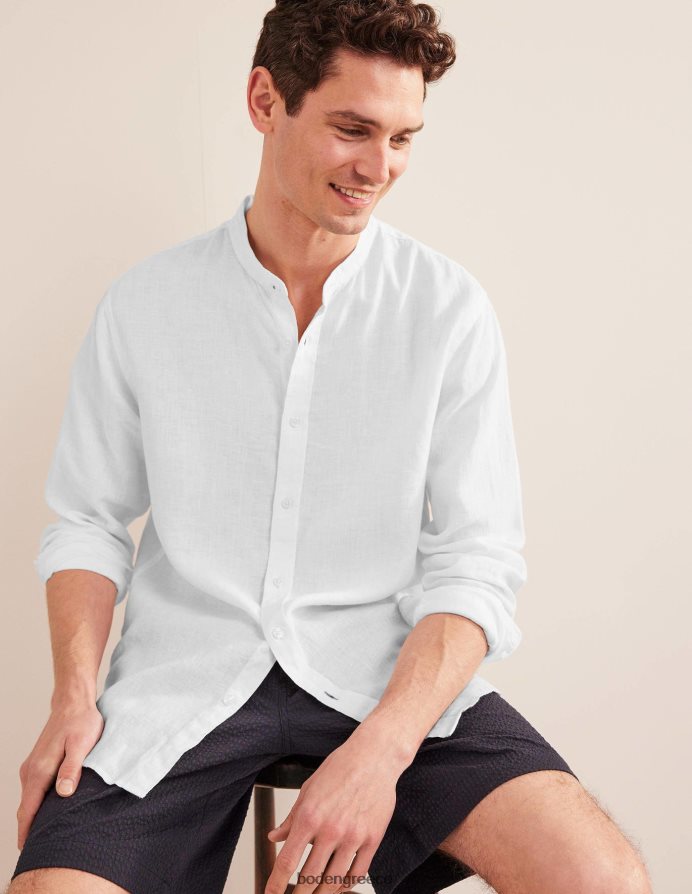 άσπρο είδη ένδυσης λινό πουκάμισο με γιακά Boden άνδρες 464PH83628