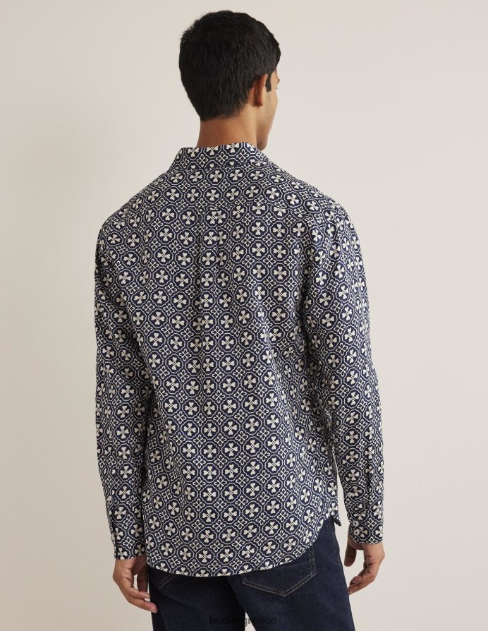 πλακάκι γαλλικού ναυτικού είδη ένδυσης λινό πουκάμισο με γιακά Boden άνδρες 464PH83629