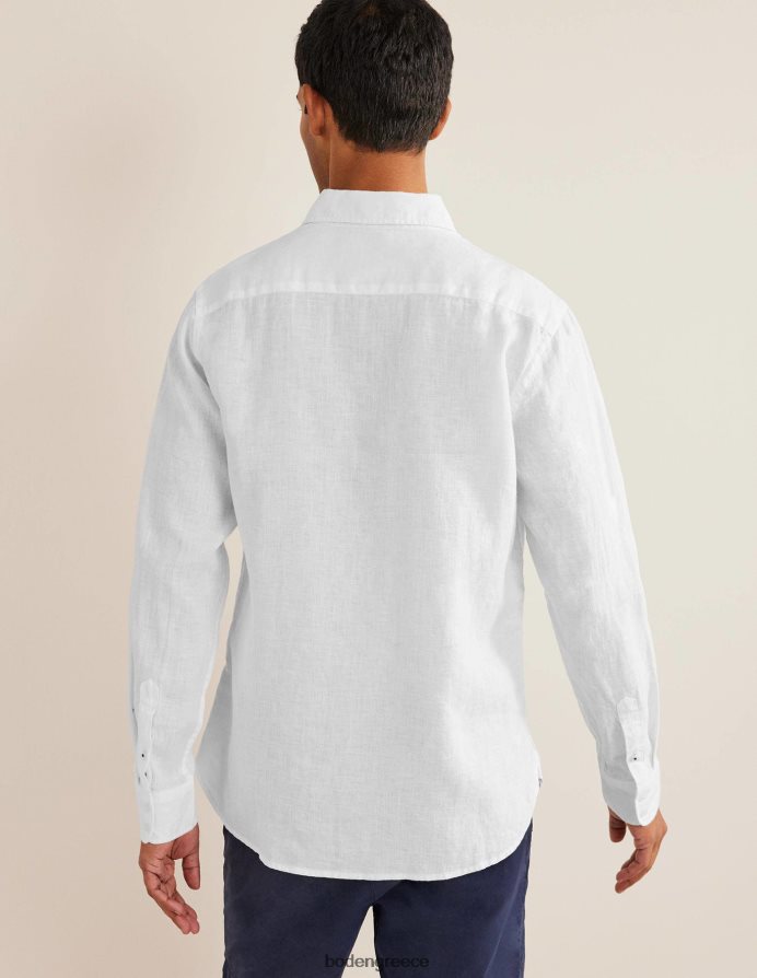 άσπρο είδη ένδυσης λινό πουκάμισο με γιακά Boden άνδρες 464PH83633