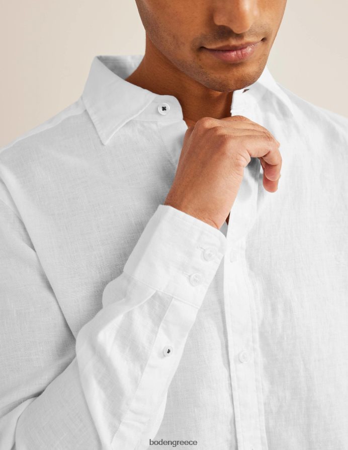 άσπρο είδη ένδυσης λινό πουκάμισο με γιακά Boden άνδρες 464PH83633