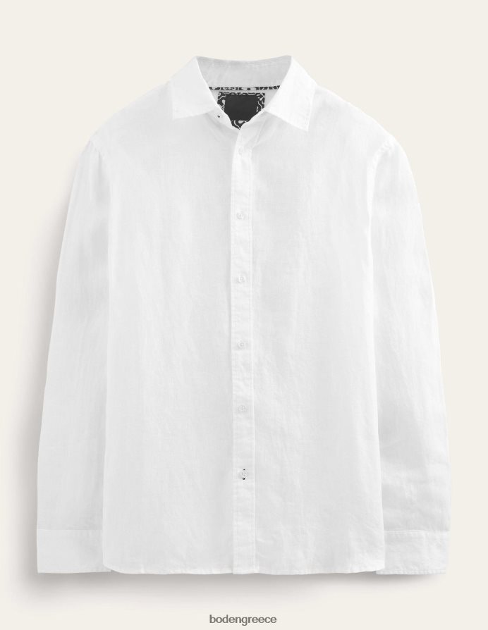 άσπρο είδη ένδυσης λινό πουκάμισο με γιακά Boden άνδρες 464PH83633