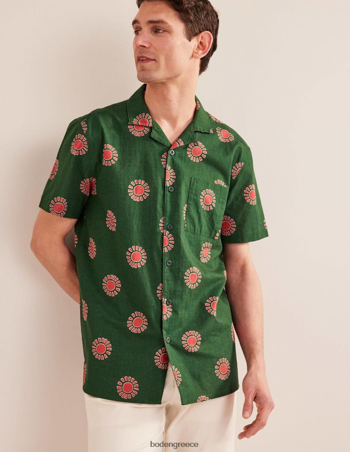 στάμπα από φύλλα φοίνικα είδη ένδυσης ανάγλυφο πουκάμισο με γιακά Boden άνδρες 464PH83634