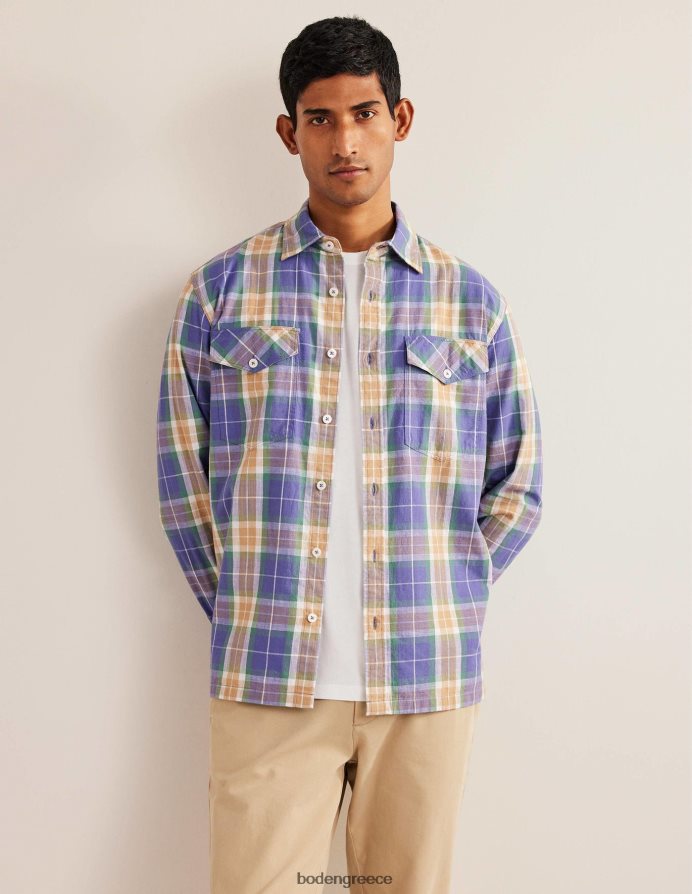 επιταγή μπλε κορσικής είδη ένδυσης casual βαμβακερό καρό πουκάμισο Boden άνδρες 464PH83535