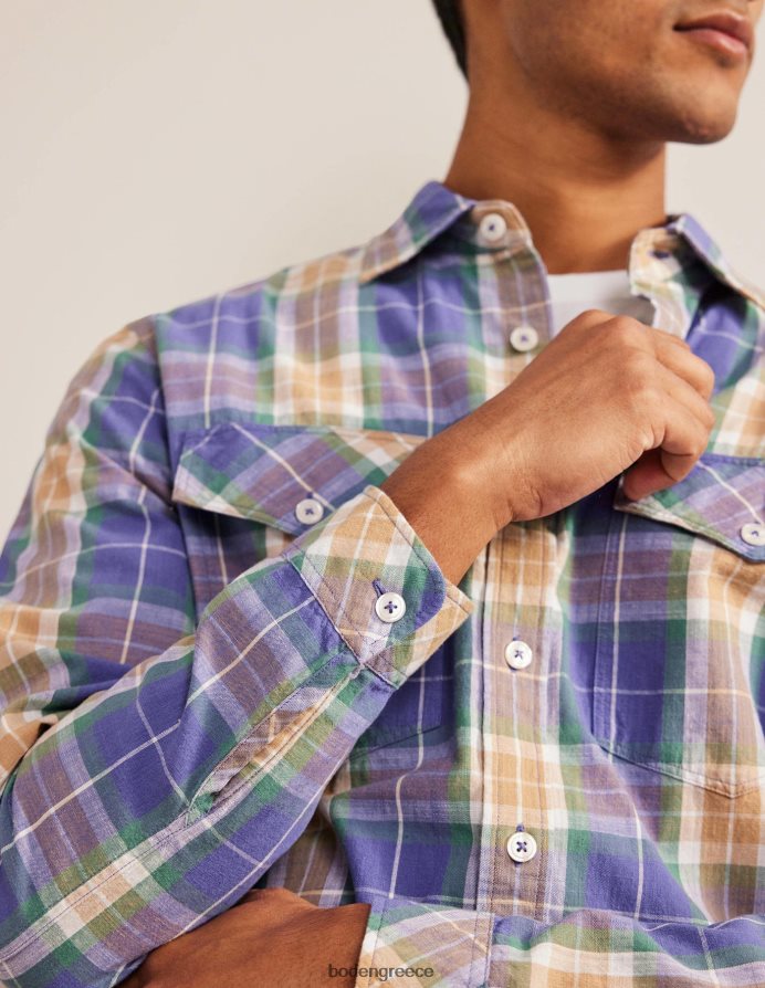 επιταγή μπλε κορσικής είδη ένδυσης casual βαμβακερό καρό πουκάμισο Boden άνδρες 464PH83535