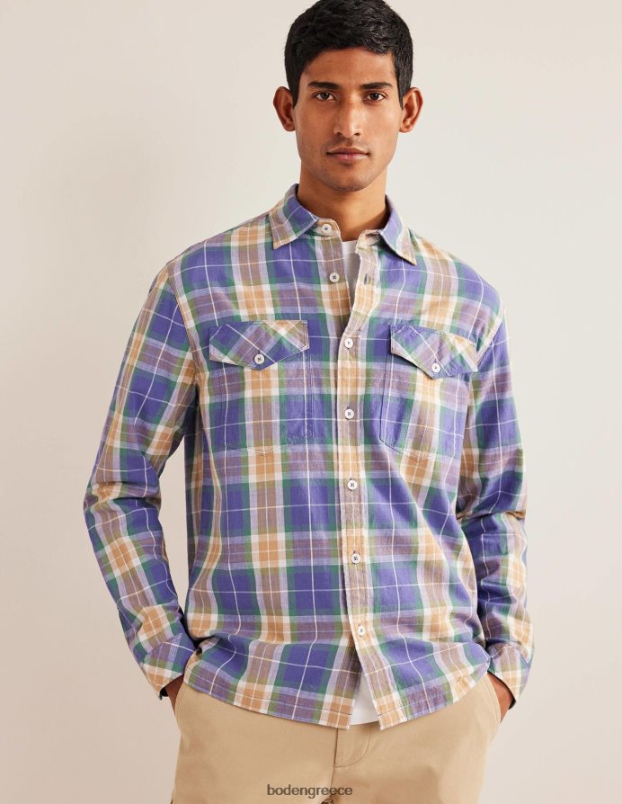 επιταγή μπλε κορσικής είδη ένδυσης casual βαμβακερό καρό πουκάμισο Boden άνδρες 464PH83535